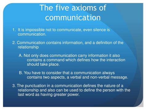 We talk even when we’ re not saying anything”– The Five Axioms .